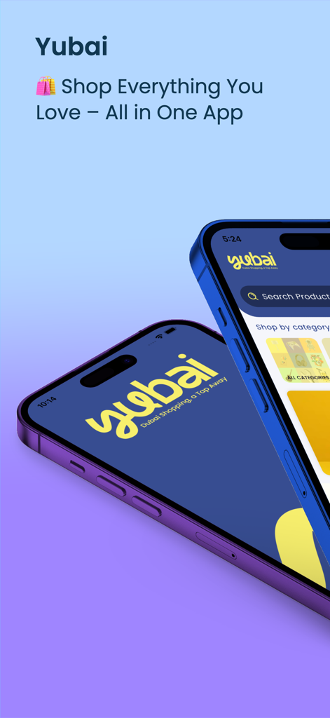 Yubai - Yubai mobile app interface showcasing unified shopping for fashion and beauty
