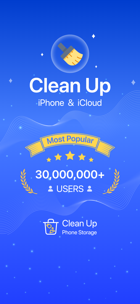 Cleanify: Purge Lite - Cleanify app promotional screen for iPhone and iCloud storage cleanup with over 30 million users