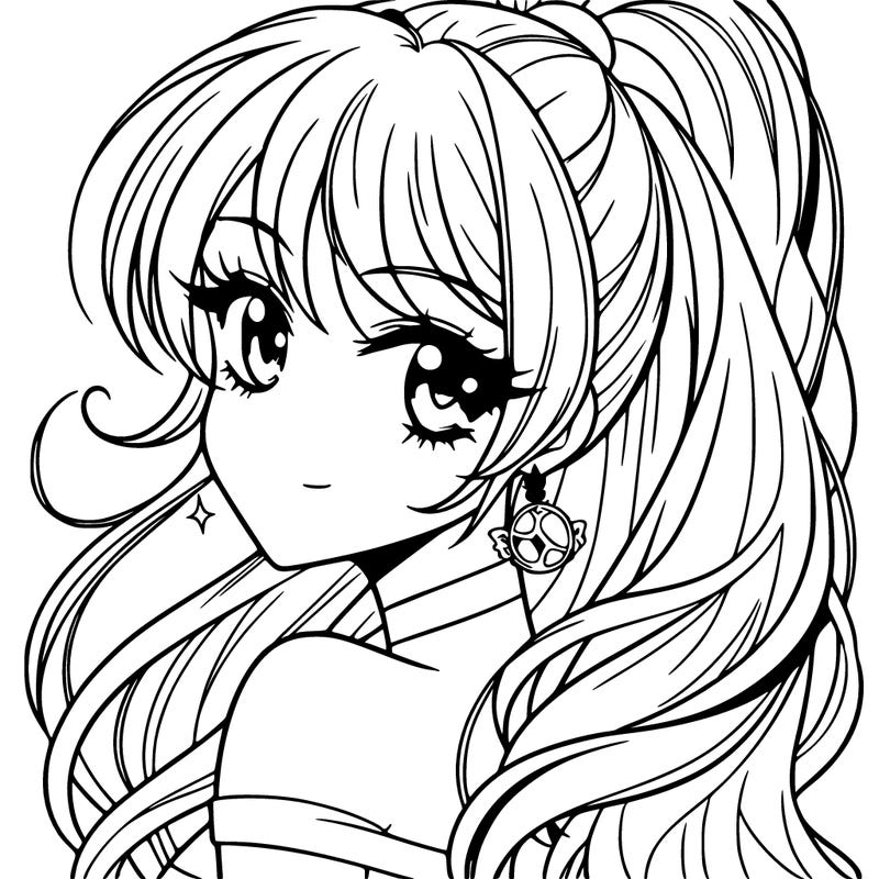 anime girl with glamorous ponytail