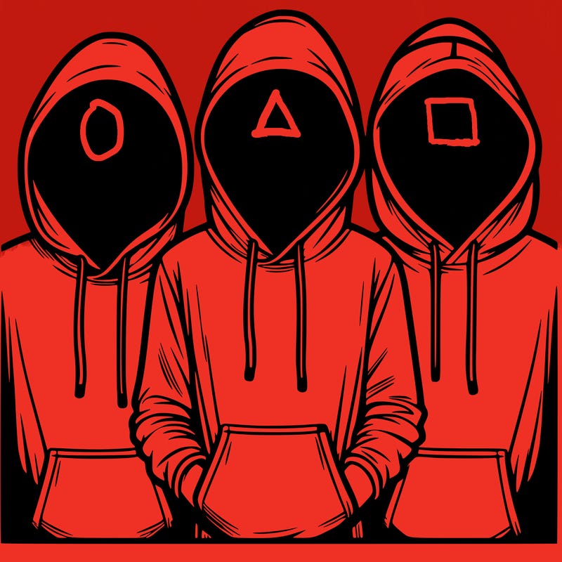 3 faceless people in  hoodies