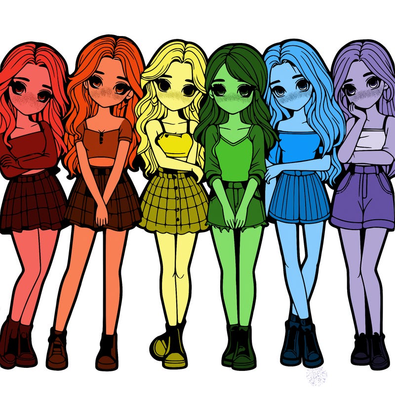 a group of girls realistic