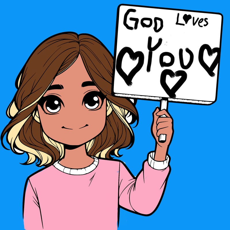 realistic girl holding up a sign