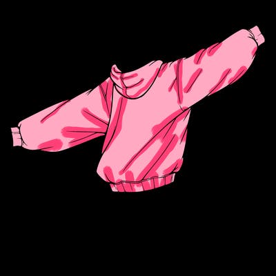 realistic girl jumping with a bun and oversized sweatshirt