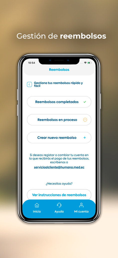 Mi Humana - Mi Humana app screen for medical reimbursement management in Spanish