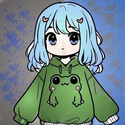 girl wearing frogging sweatshirt