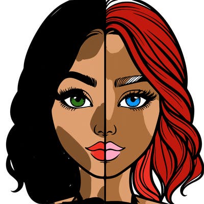 realistic girl split half