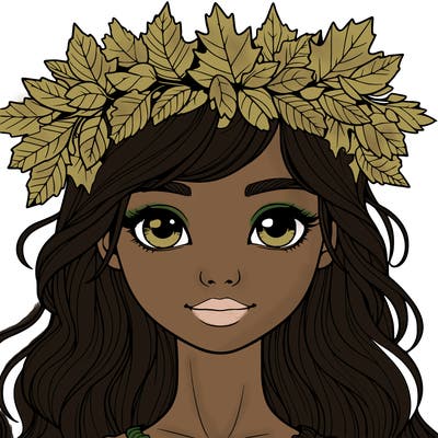 realistic girl with fall leaf crown