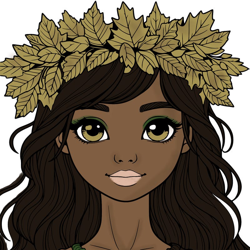 realistic girl with fall leaf crown
