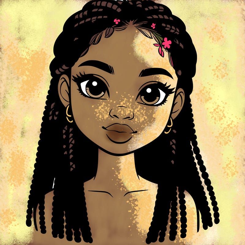 a realistic black girl with braids