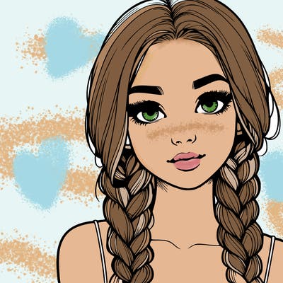 realistic girl with braids