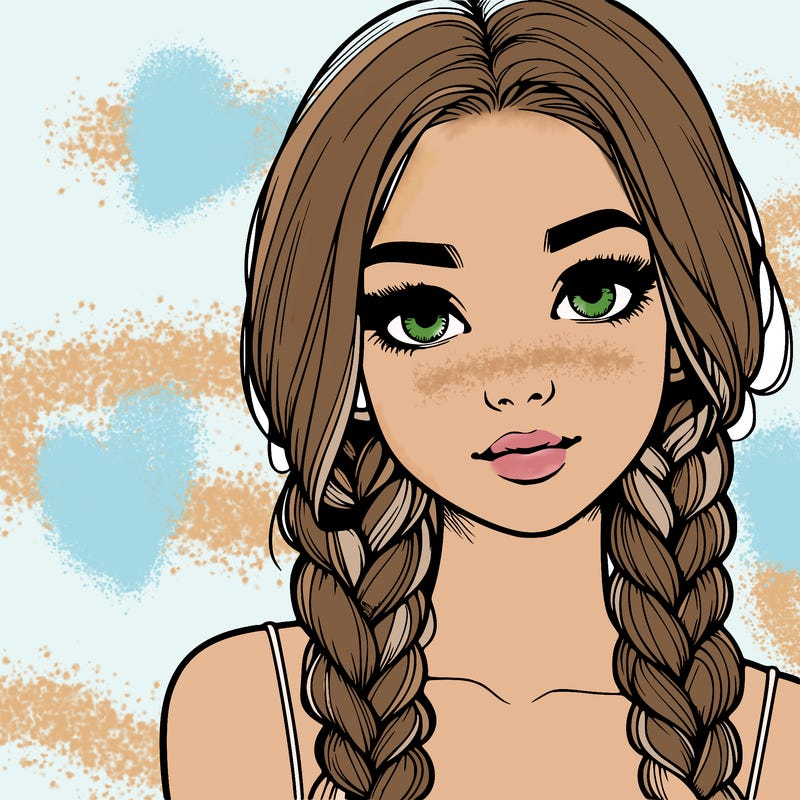 realistic girl with braids