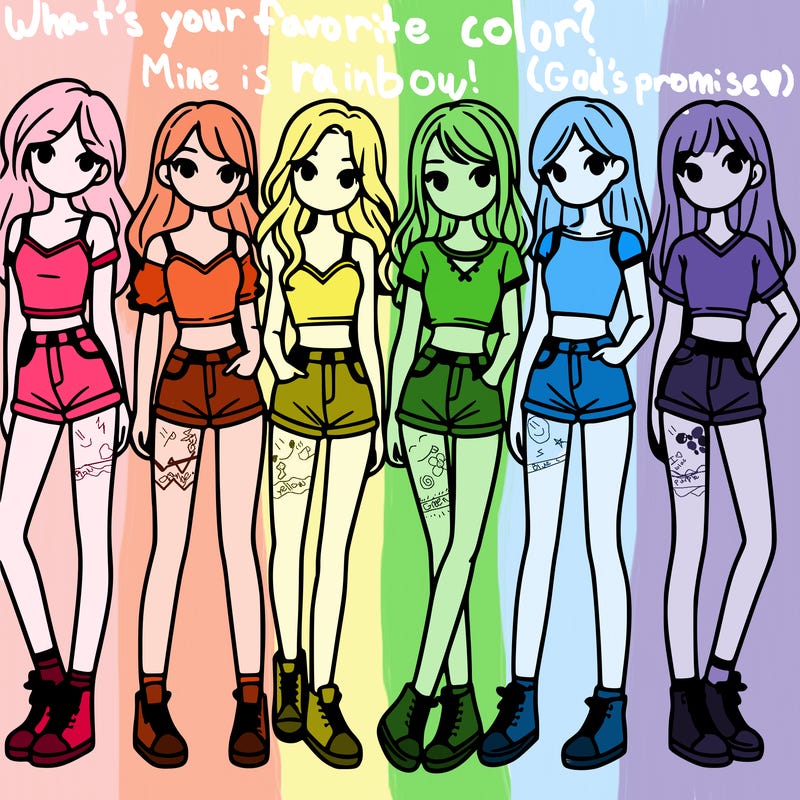a group of girls wearing crop tops and shorts