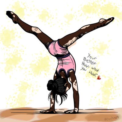 realistic gymnastic hand stand girl in four splits