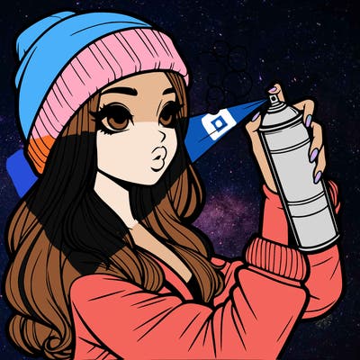 realistic girl spray painting