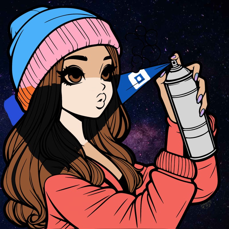 realistic girl spray painting