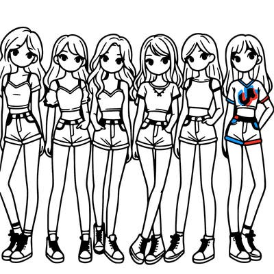 a group of girls wearing crop tops and shorts