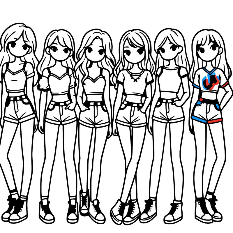 a group of girls wearing crop tops and shorts