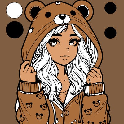 realistic girl in a animal pjs hoodie