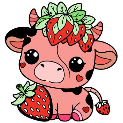 cute strawberry cow
