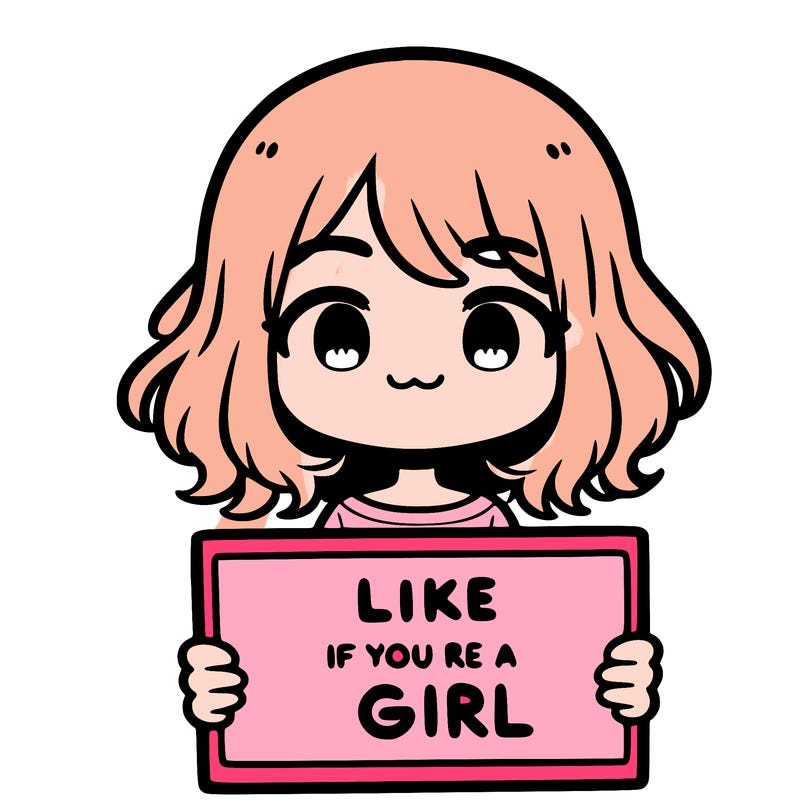 a cute girl holding a sign that says like if you’re a girl