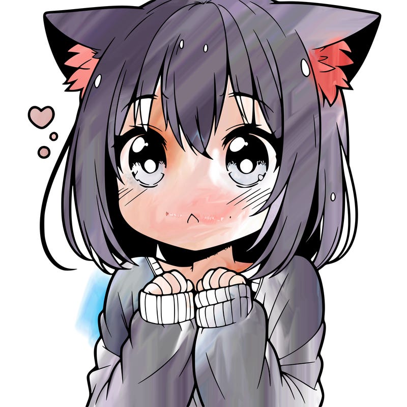 shy anime catgirl