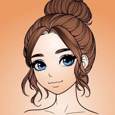 realistic pretty girl with hair in bun