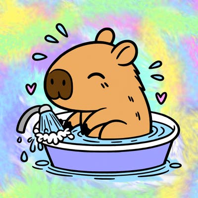 capybara taking a bath