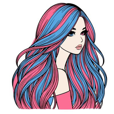realistic girl with long realistic hair