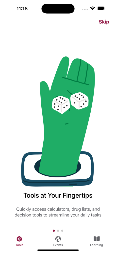 Vetool - Vetool app onboarding screen highlighting access to veterinary calculators and drug lists