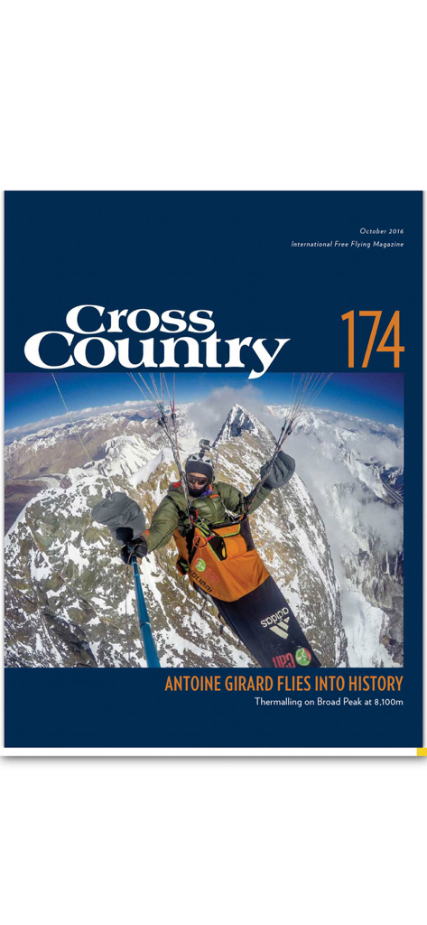 Cross Country Magazine - Cross Country Magazine cover issue 174 showing a paraglider flying over snow-capped mountains