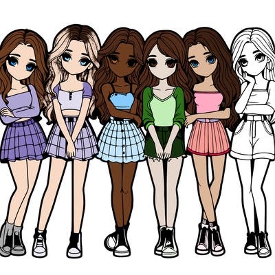 a group of girls realistic