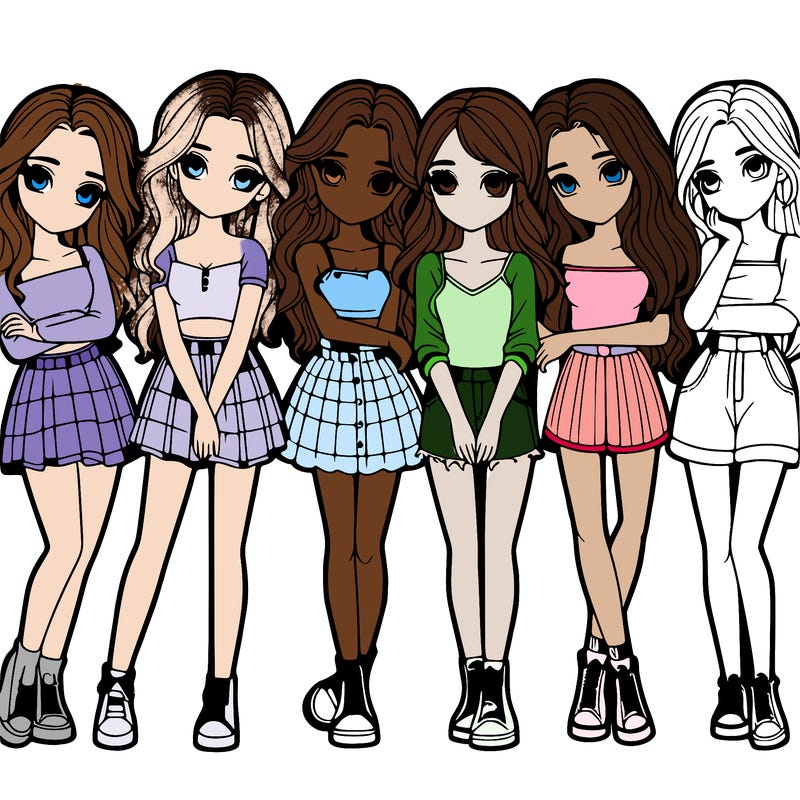 a group of girls realistic
