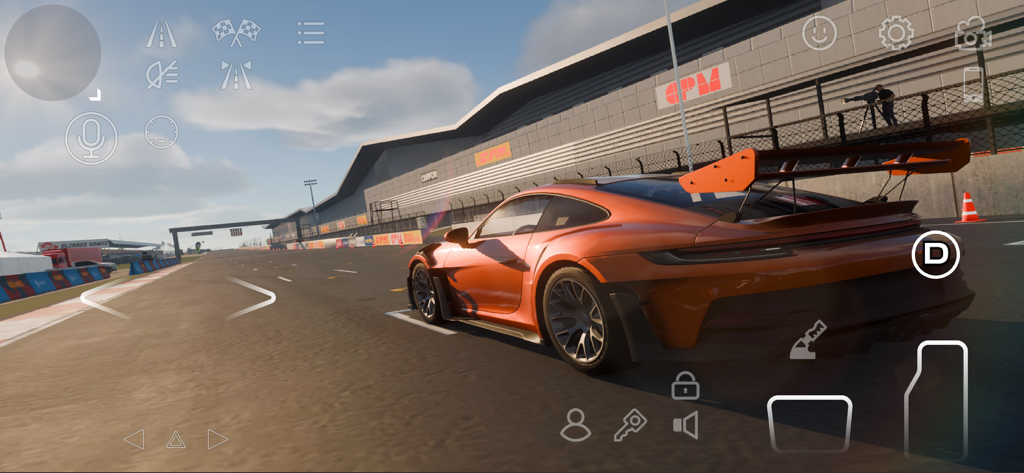 Orange sports car on a racetrack in Car Parking Multiplayer 2