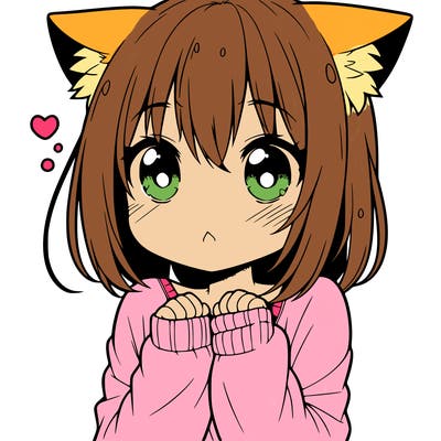 shy anime catgirl