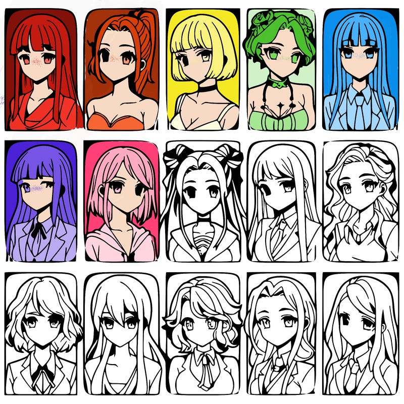 girls that look diffrent anime