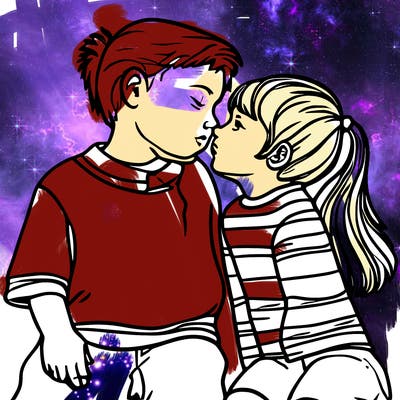 older kids boy kissing a girl