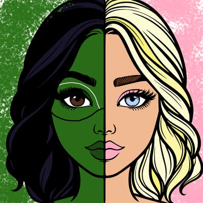 realistic girl split half