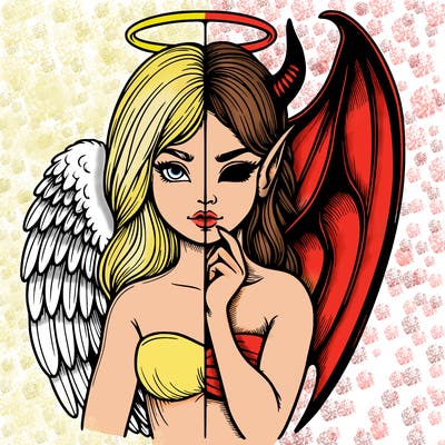 realistic angel half demon