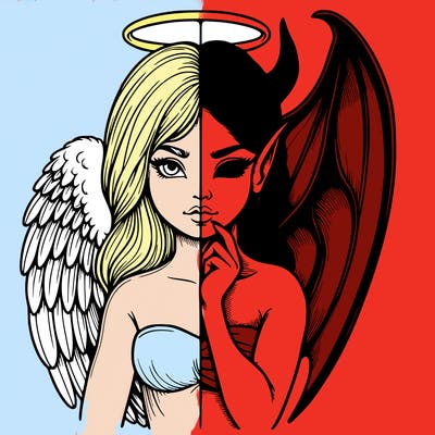 realistic angel half demon