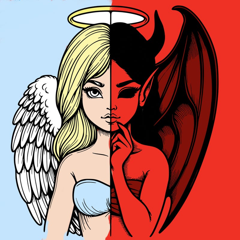 realistic angel half demon