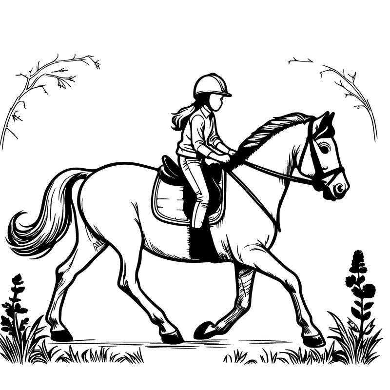 realistic horse girl riding