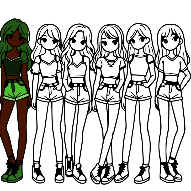 a group of girls wearing crop tops and shorts