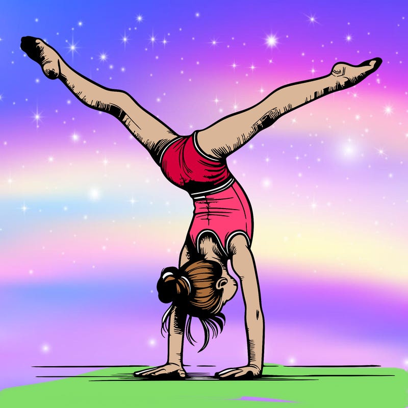 realistic gymnastic hand stand girl in four splits