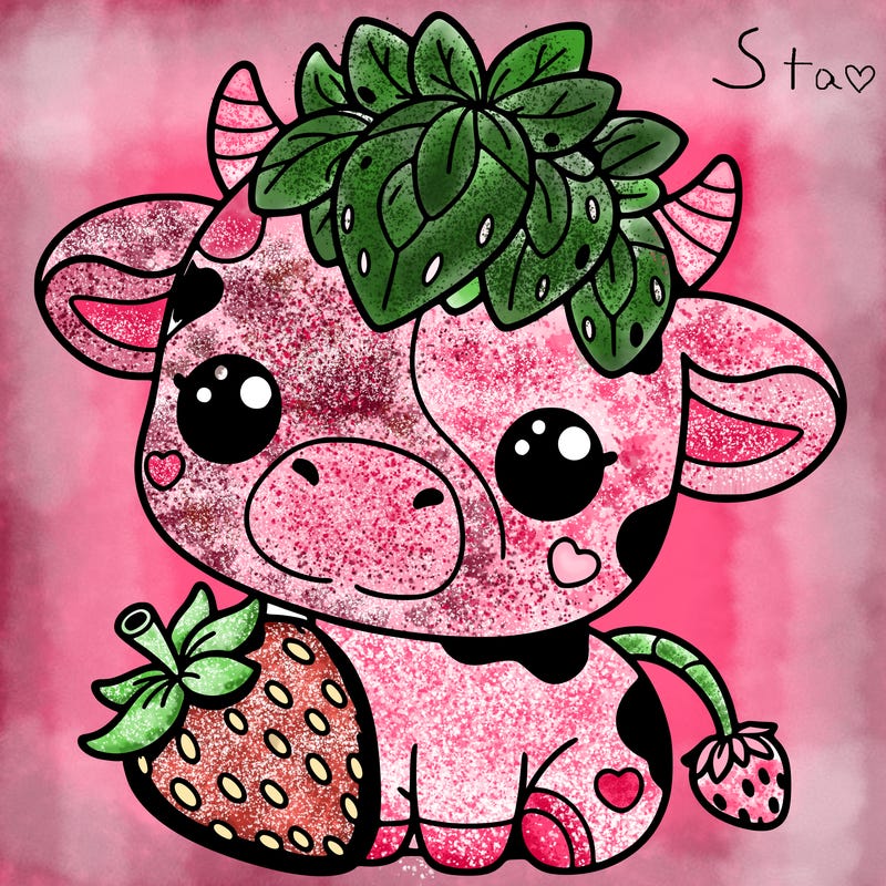 cute strawberry cow
