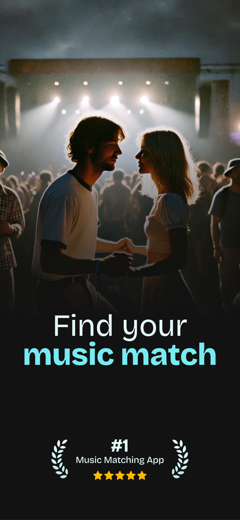 A young couple at a concert with the text Find your music match