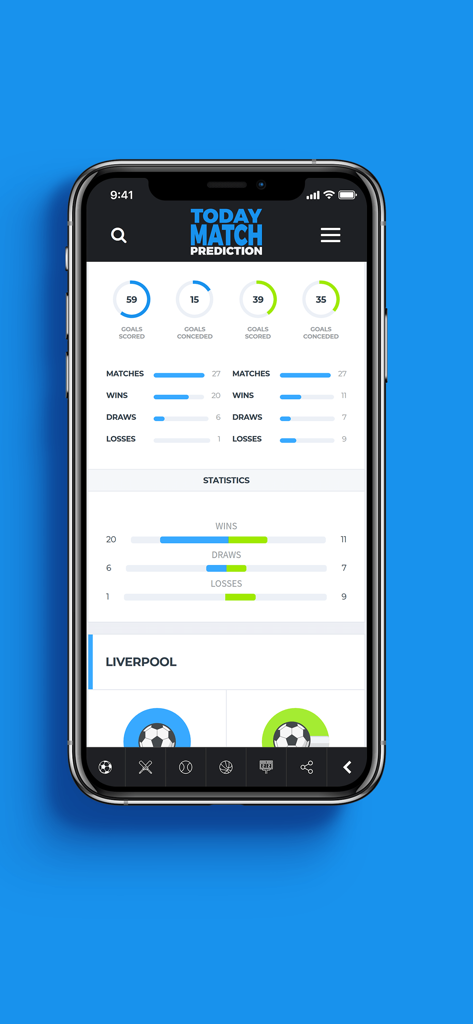 Today Match Prediction - 今日の試合予測アプリ、直接対決のサッカー統計とゴールデータを表示