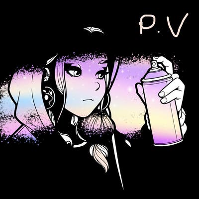 a realistic girl, spray painting