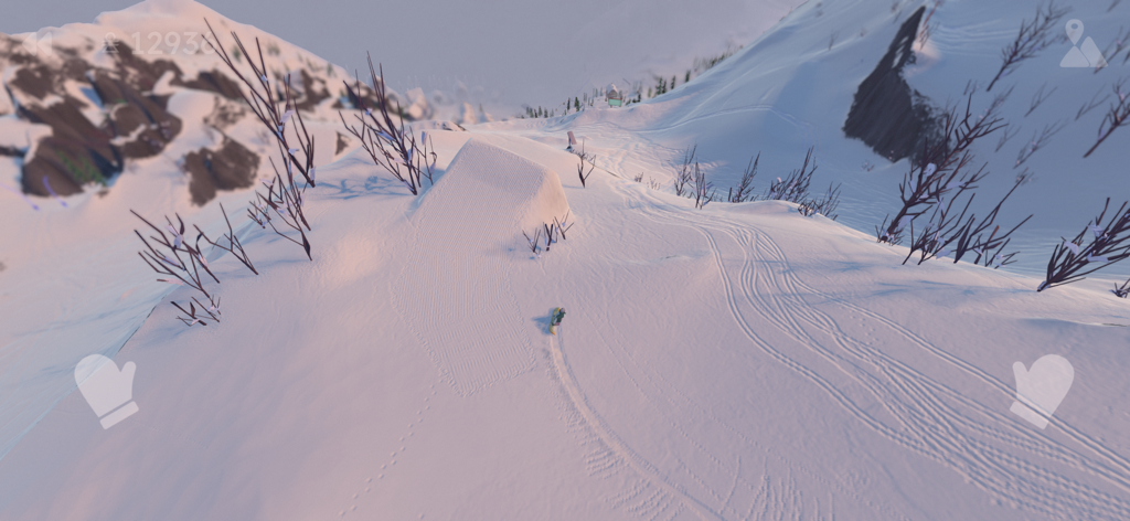 Grand Mountain Adventure 2 - Uno snowboarder che scende su fresca polvere su un pendio montano innevato.