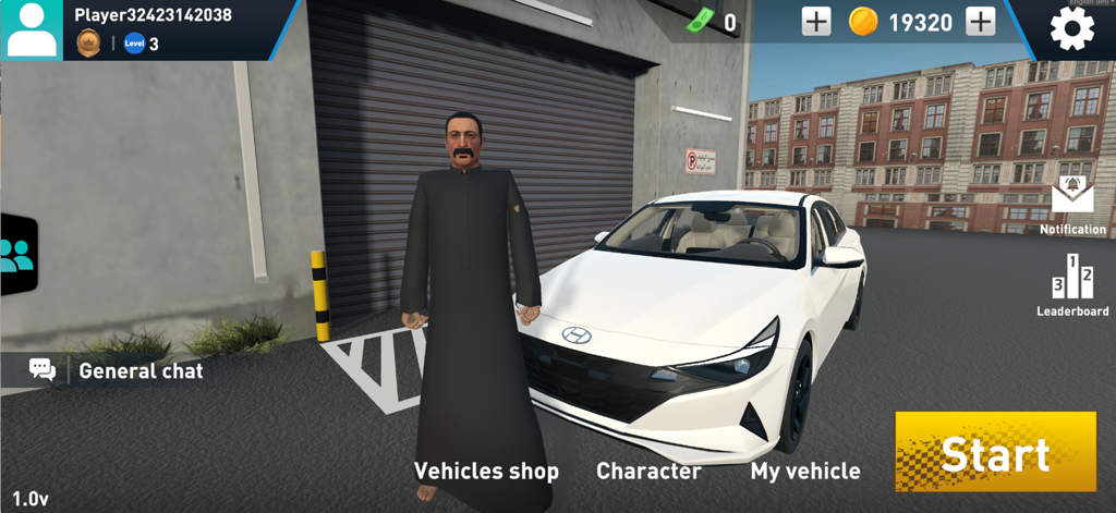 Citizen Khaled - Character standing by a white car in Citizen Khaled simulation game
