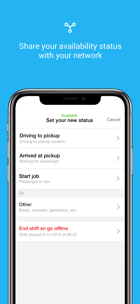 YourDriverApp - Interfaz para que los conductores independientes establezcan y compartan su estado de disponibilidad con su red privada